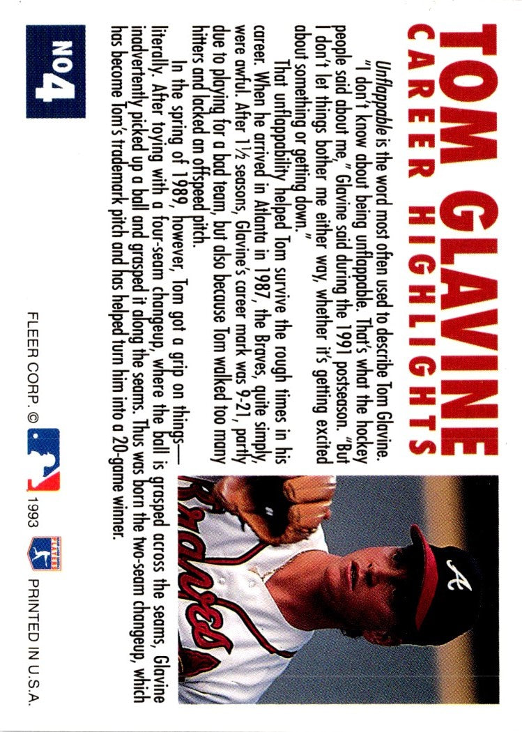 1993 Fleer Tom Glavine Career Highlights Tom Glavine