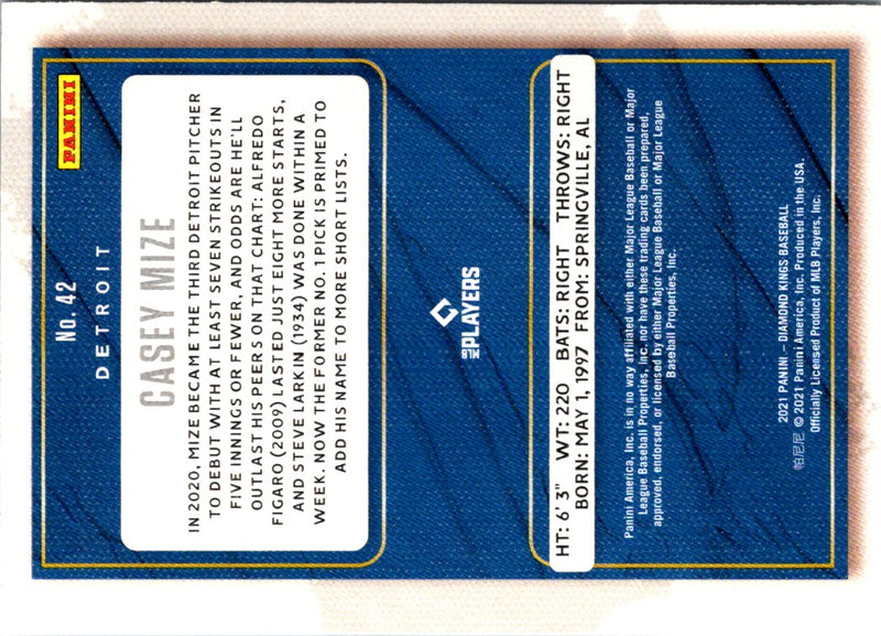 2021 Panini Diamond Kings Blue Casey Mize