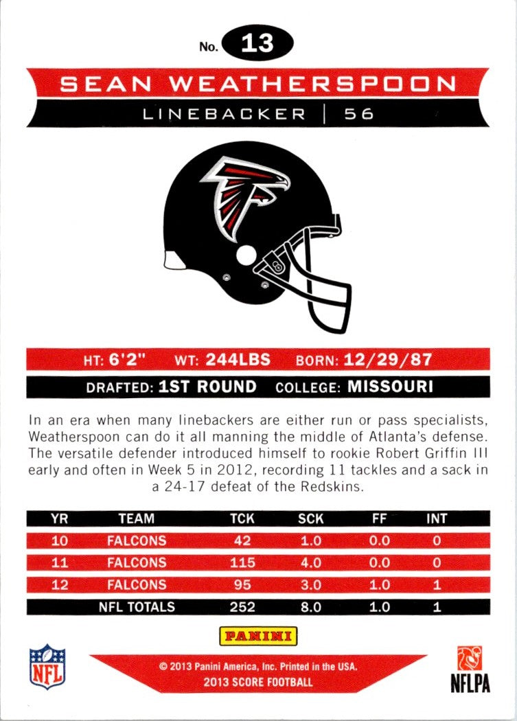 2013 Score Sean Weatherspoon