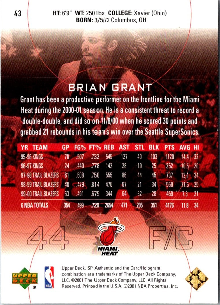 2001 Upper Deck Hardcourt Brian Grant