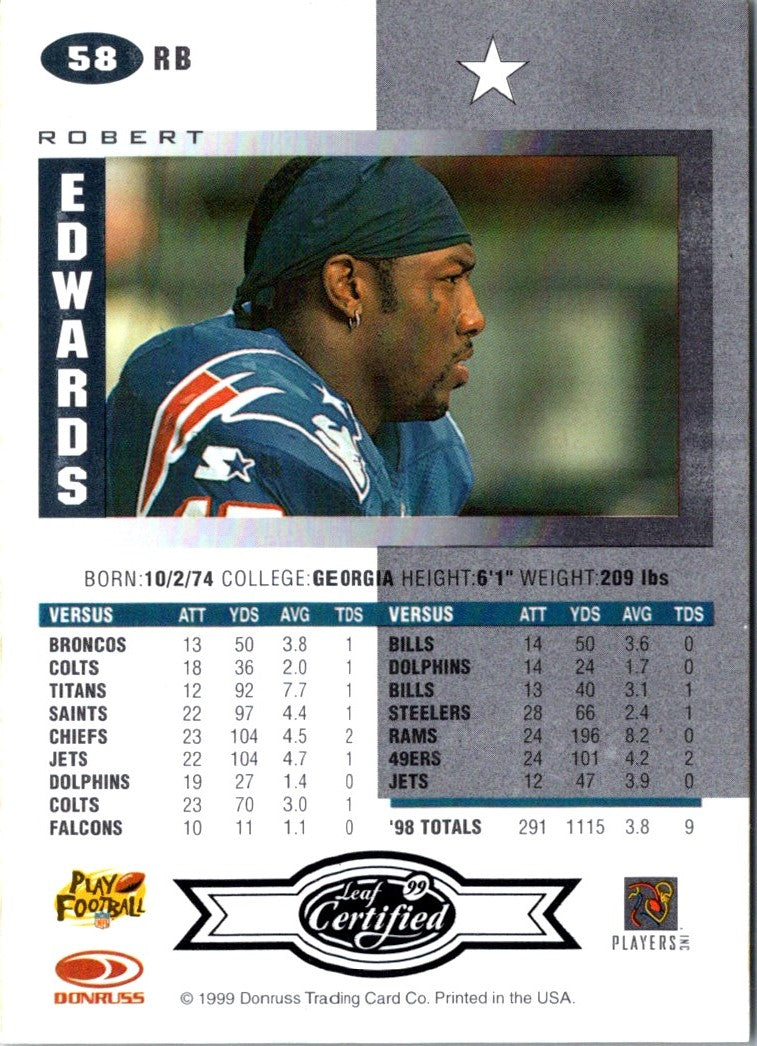 1999 Leaf Certified Robert Edwards