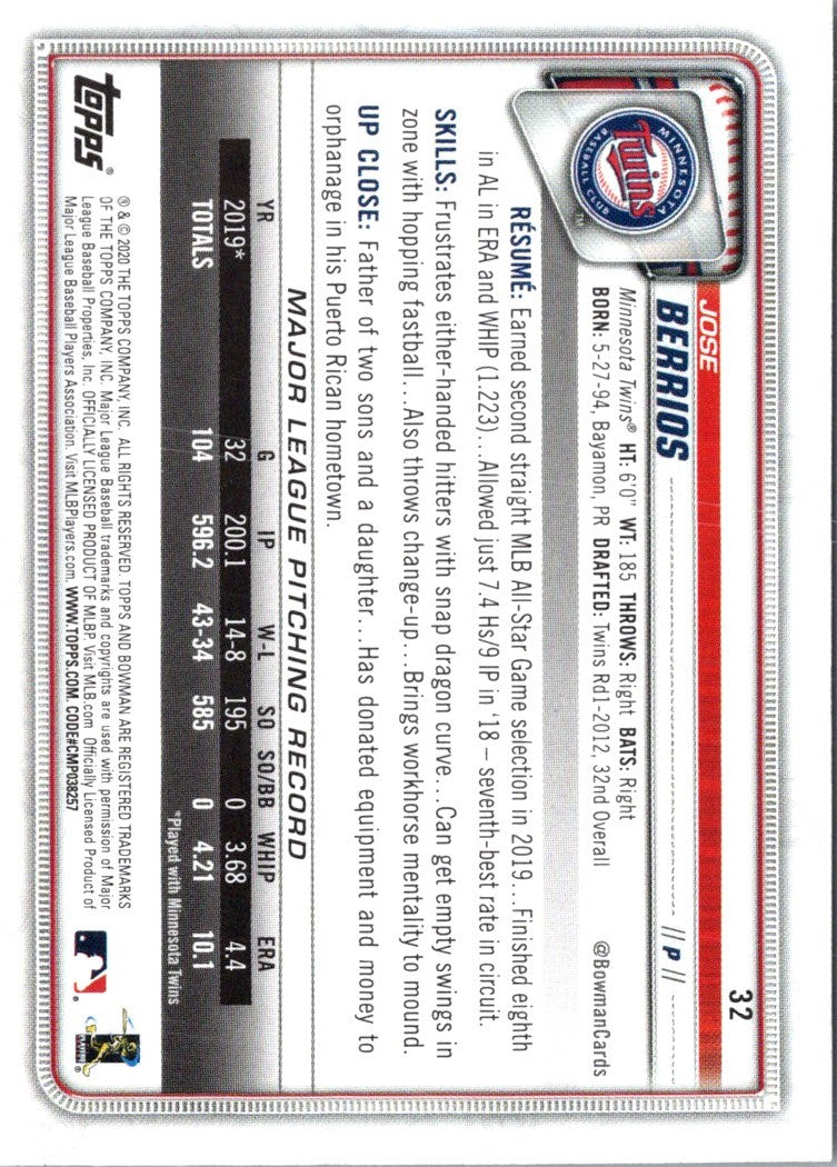 2020 Bowman Jose Berrios