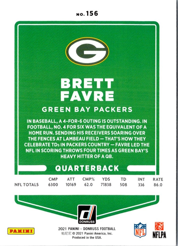 2021 Donruss Press Proof Green Brett Favre