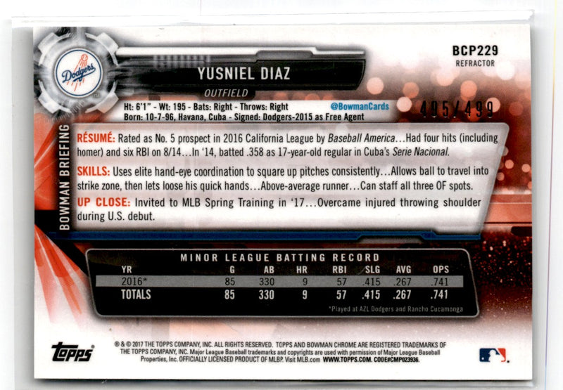 2017 Bowman Chrome Yusniel Diaz