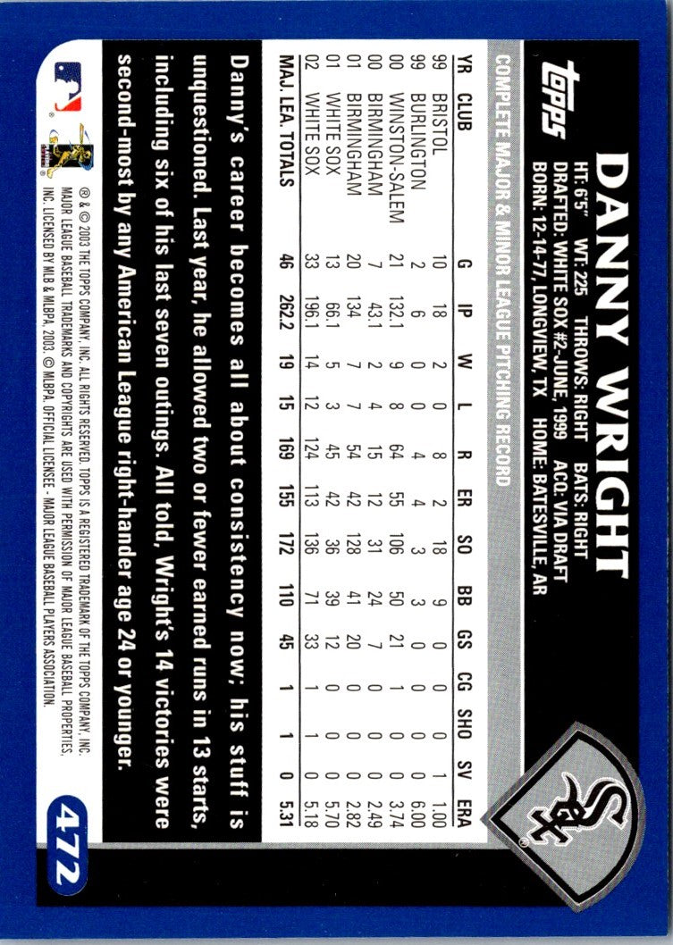 2003 Topps Home Team Advantage Dan Wright