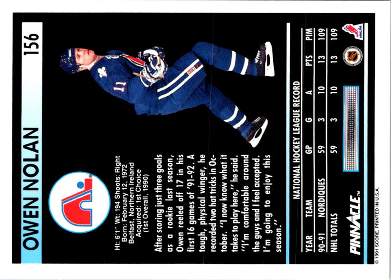 1991 Pinnacle Owen Nolan