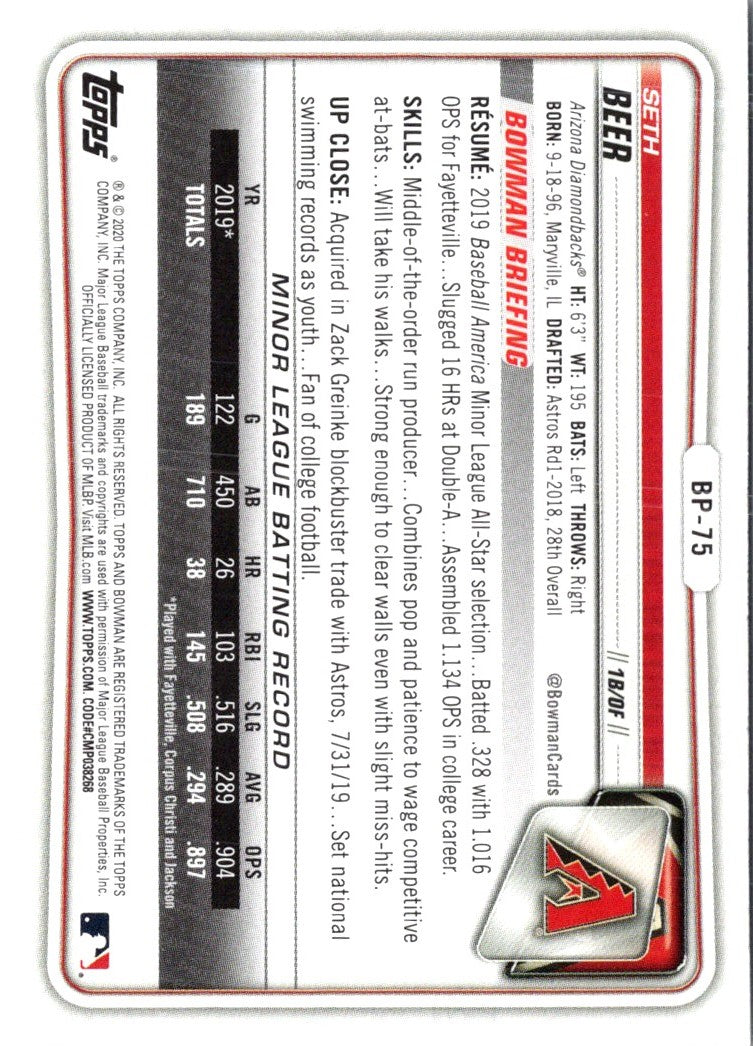 2020 Bowman Prospects Seth Beer