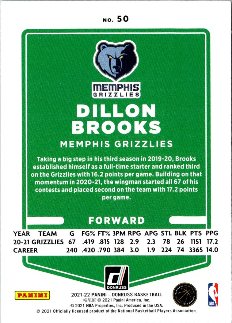 2021 Donruss Holo Green Dillon Brooks