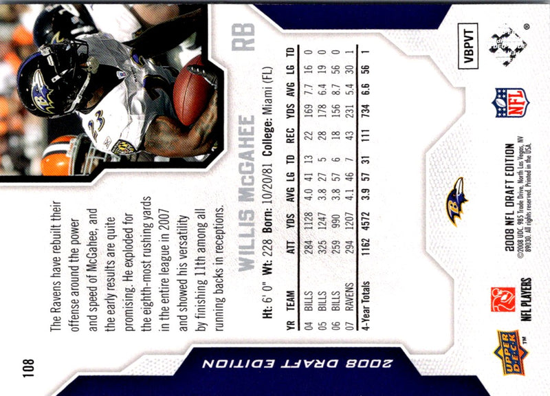 2008 Upper Deck Draft Edition Willis McGahee