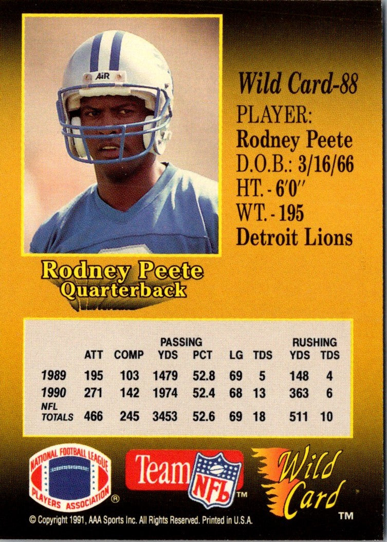 1991 Wild Card Rodney Peete