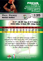 2000 Fleer Focus Draft Position Paul Pierce #135 /100