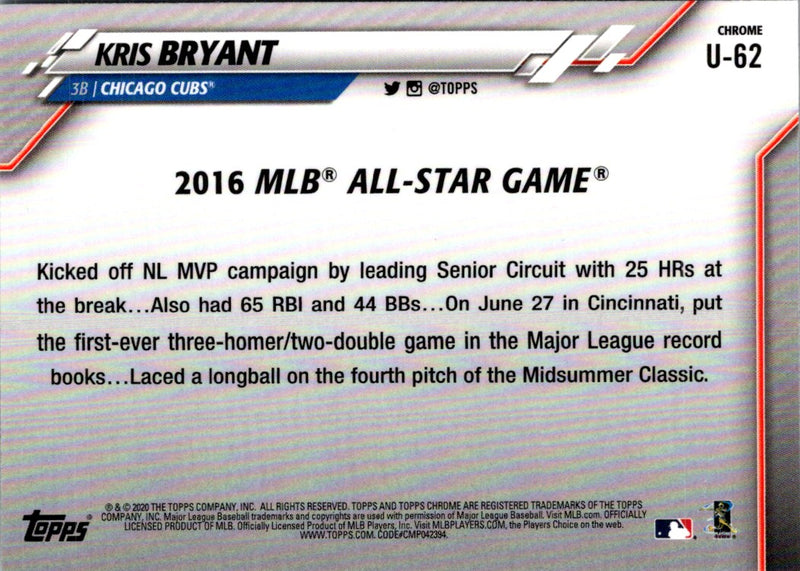 2020 Topps Chrome Update Kris Bryant