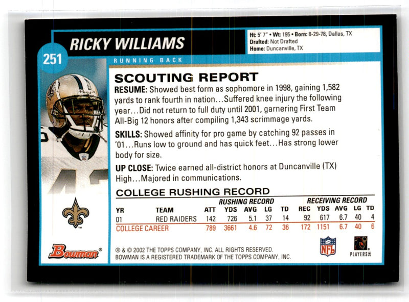 2002 Bowman Ricky Williams