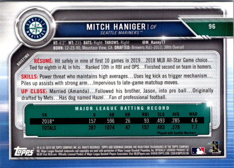 2019 Bowman Chrome Mitch Haniger