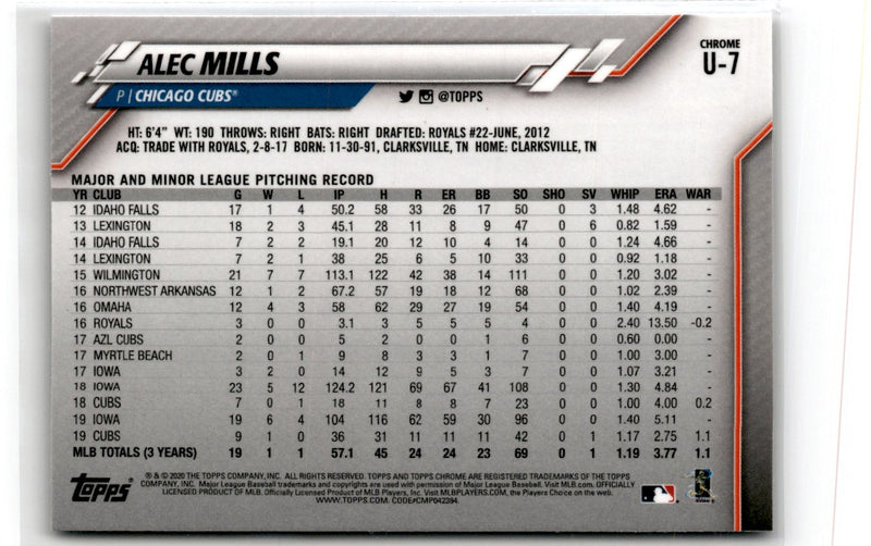 2020 Topps Chrome Update Alec Mills