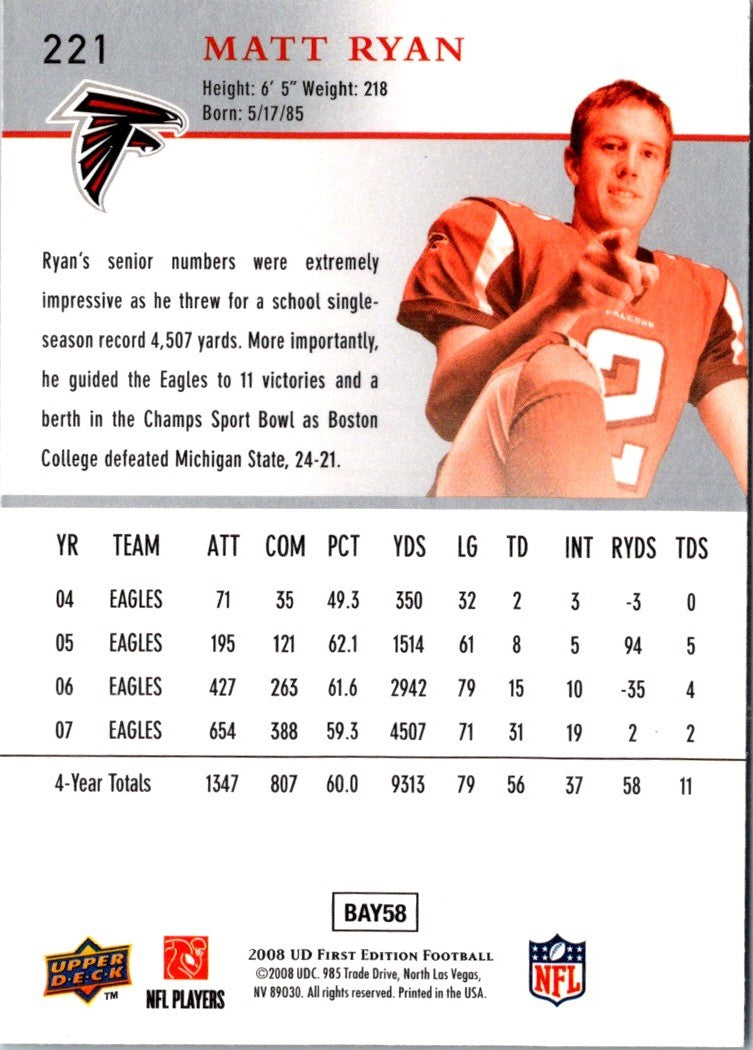 2008 Upper Deck First Edition Matt Ryan