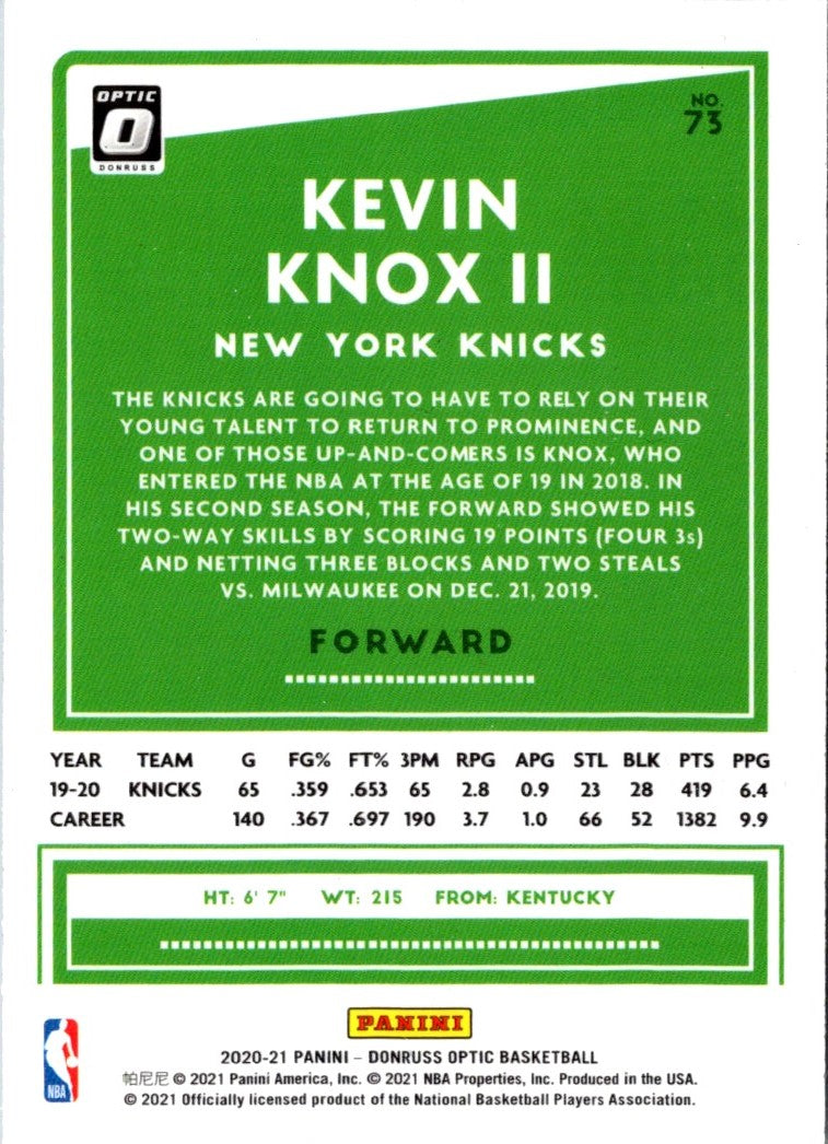 2020 Donruss Optic Blue Kevin Knox II