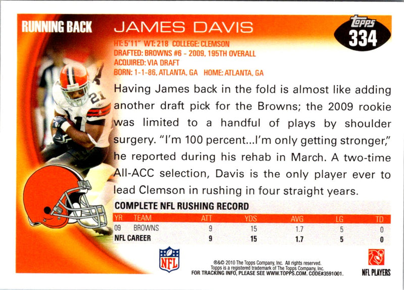 2010 Topps James Davis