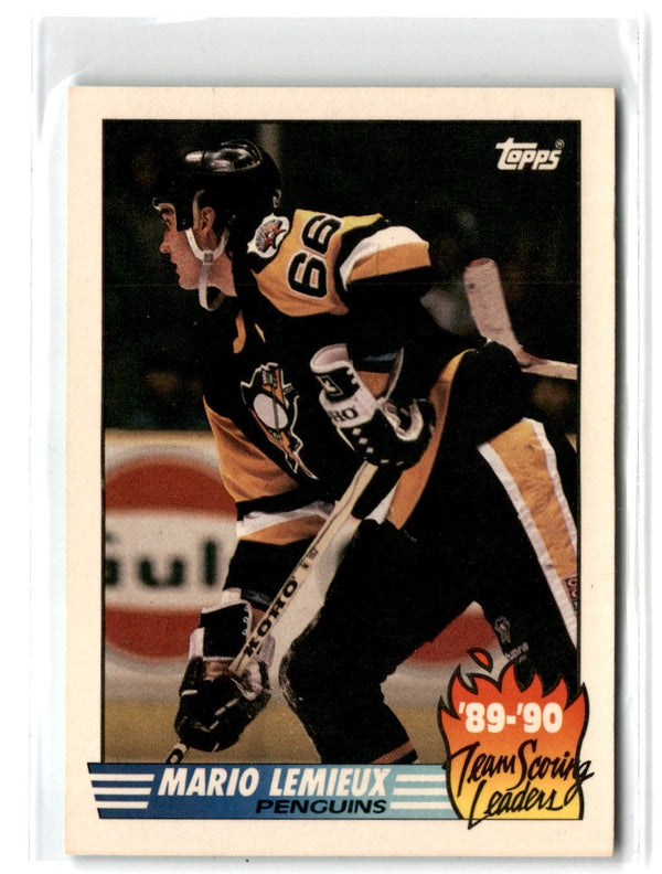 1990 Topps Team Scoring Leaders Mario Lemieux #17