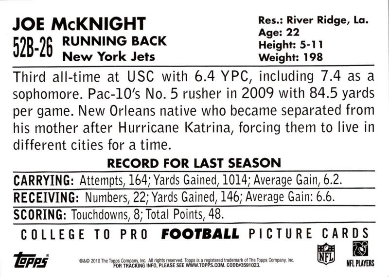 2010 Topps 1952 Bowman Joe McKnight