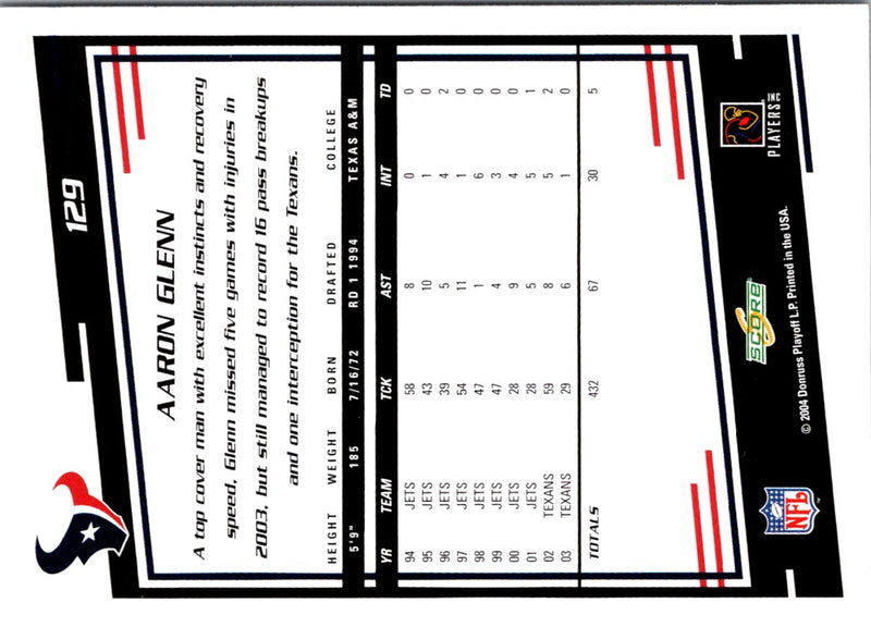 2004 Score Aaron Glenn