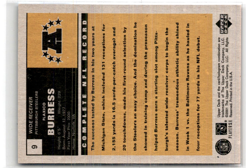 2000 Upper Deck Vintage Preview Plaxico Burress