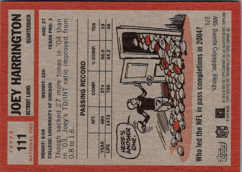 2005 Topps Heritage Joey Harrington