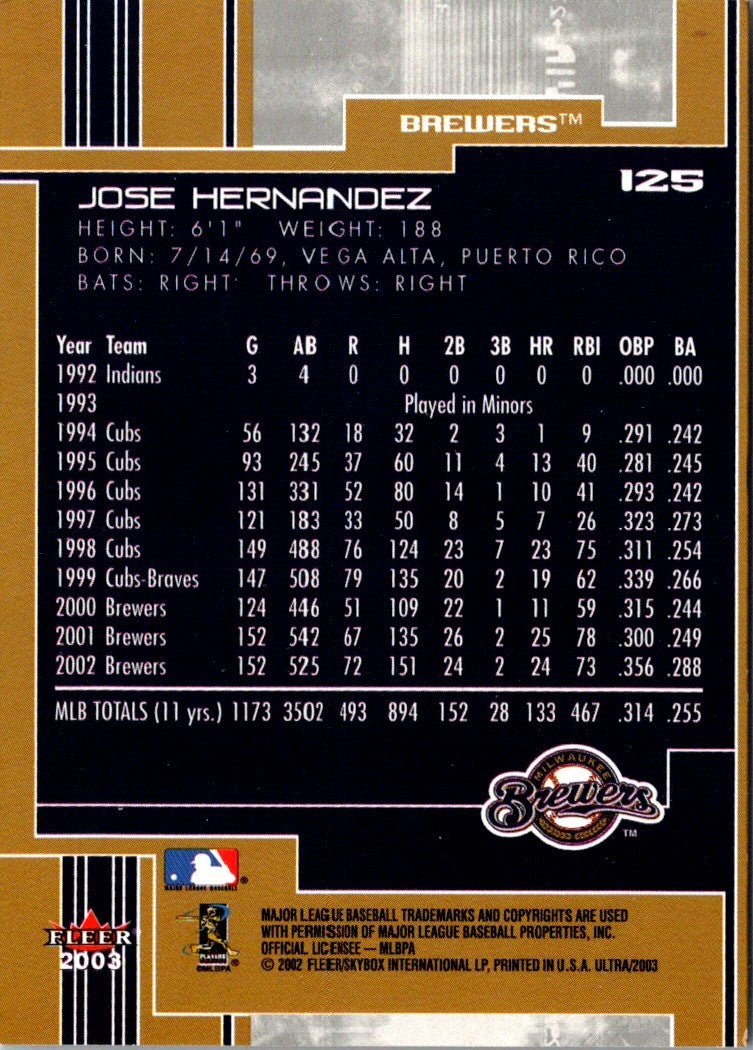 2003 Ultra Jose Hernandez