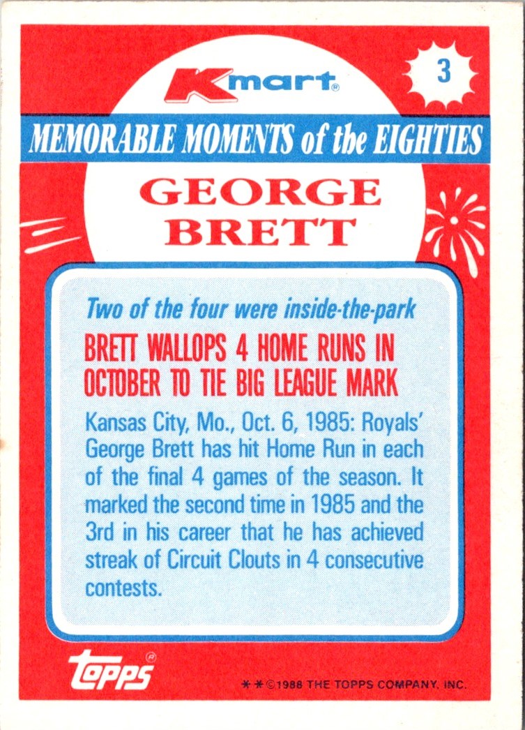 1988 Topps Kmart Memorable Moments George Brett