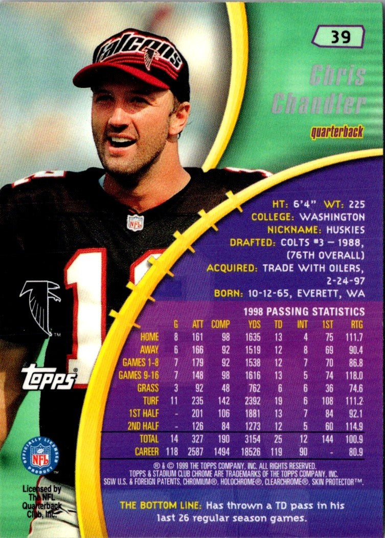 1999 Stadium Club Chrome Chris Chandler