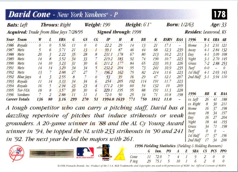 1997 Score David Cone