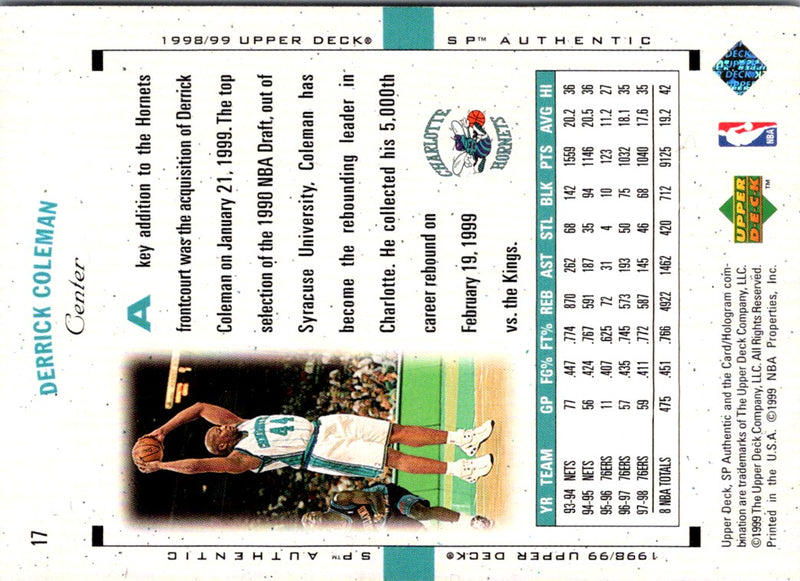 1998 SP Authentic Derrick Coleman