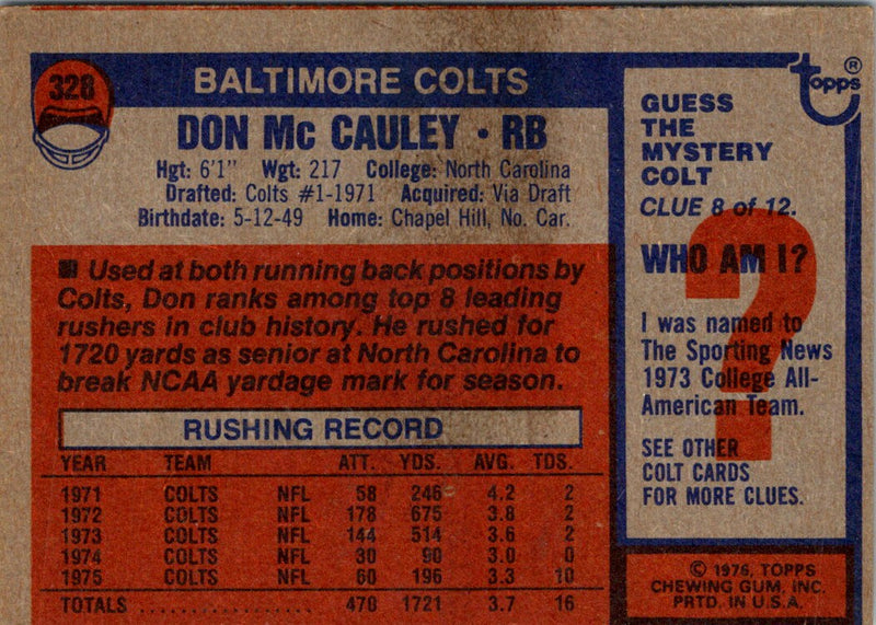 1976 Topps Don McCauley