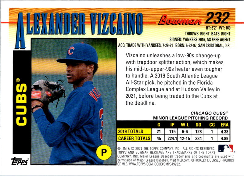 2021 Bowman Heritage Alexander Vizcaino