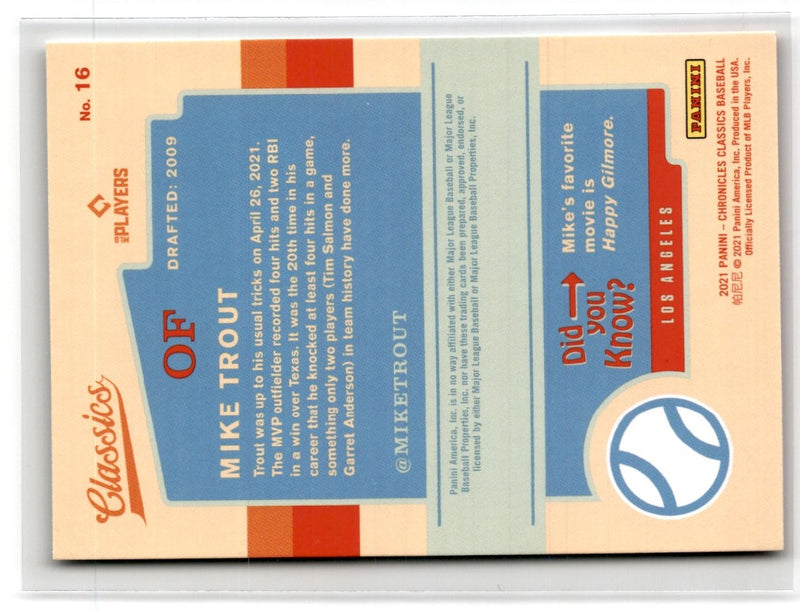 2021 Panini Chronicles Classics Mike Trout