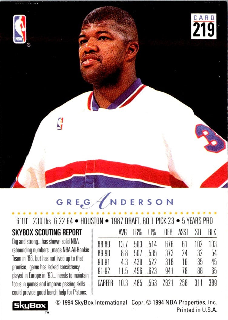 1993 SkyBox Greg Anderson