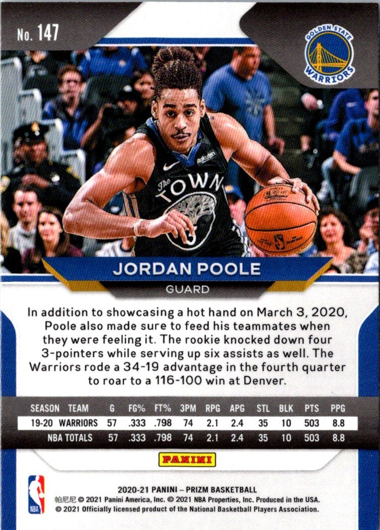 2020 Panini Prizm Prizms Jordan Poole