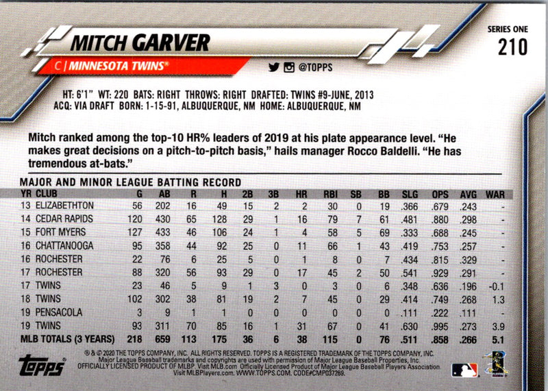 2020 Topps Mitch Garver