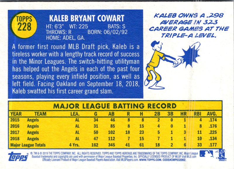 2019 Topps Heritage Kaleb Cowart