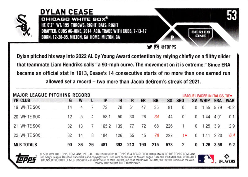 2023 Topps Dylan Cease