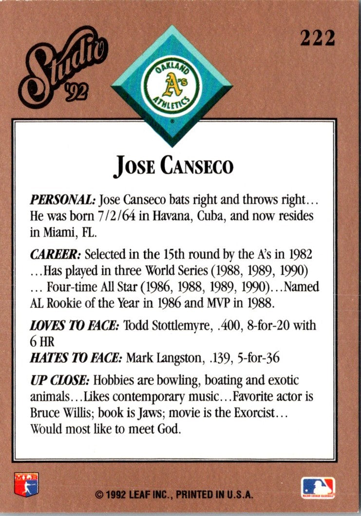1992 Studio Jose Canseco