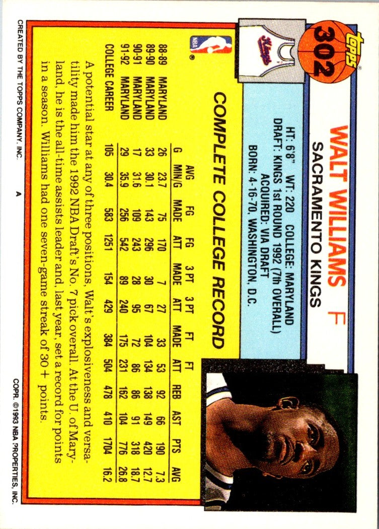 1992 Topps Gold Walt Williams