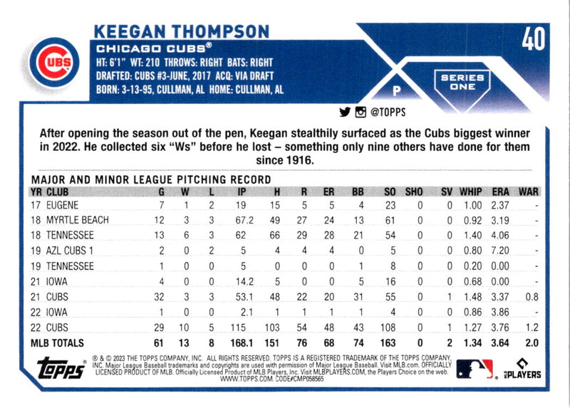 2023 Topps Keegan Thompson