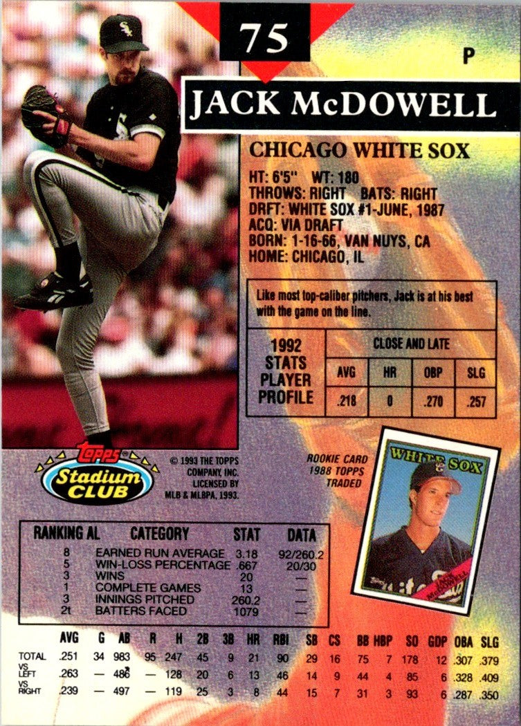 1993 Stadium Club Jack McDowell