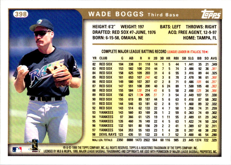 1999 Topps Wade Boggs