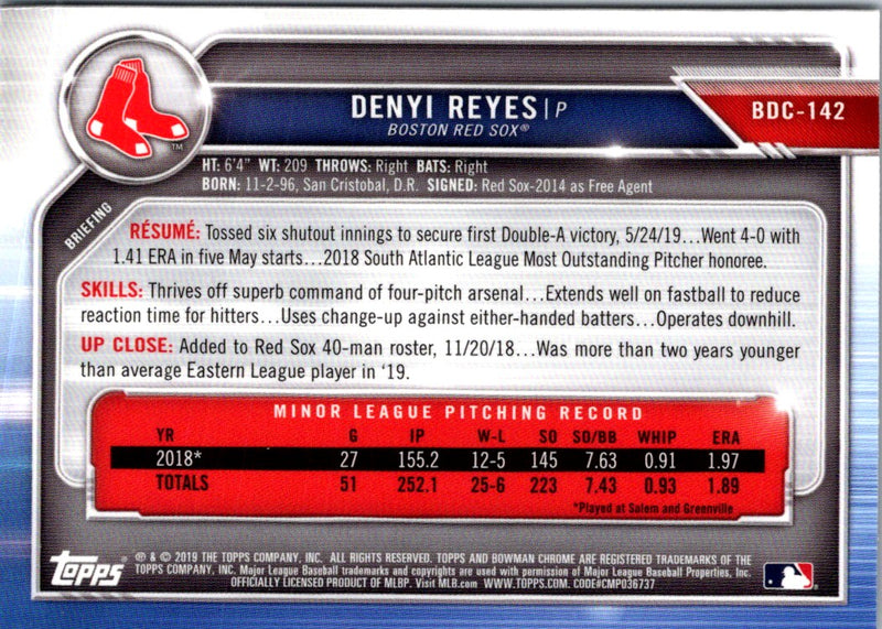 2019 Bowman Draft Chrome Denyi Reyes