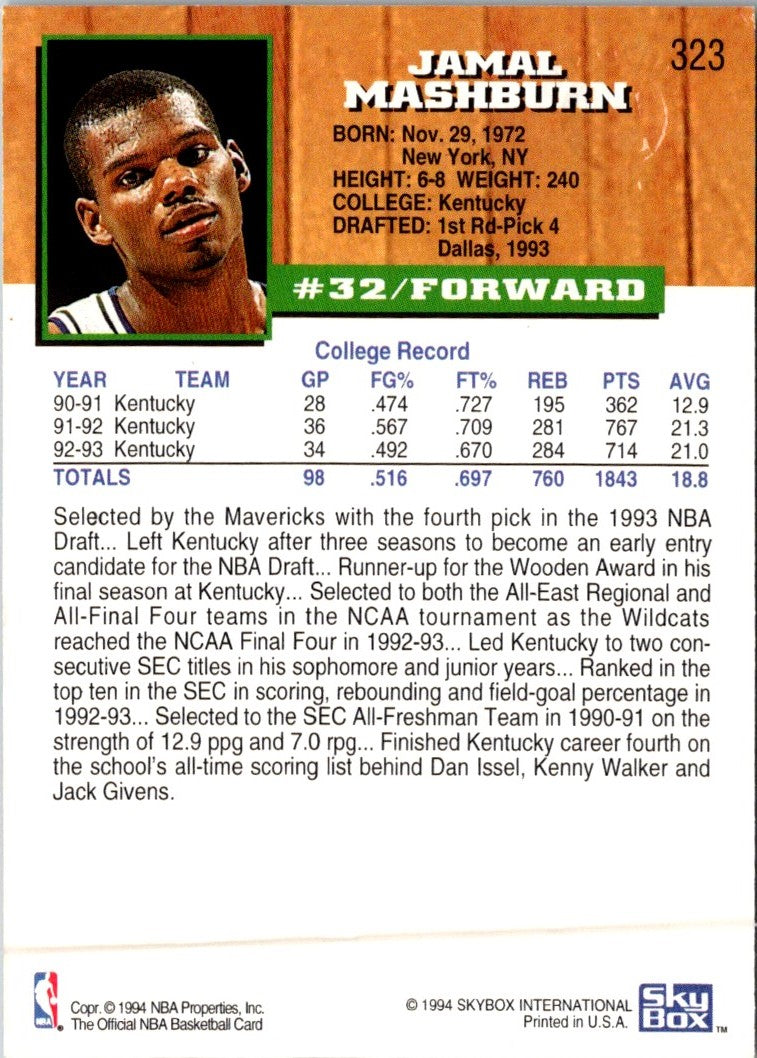 1993 Hoops Fifth Anniversary Gold Jamal Mashburn