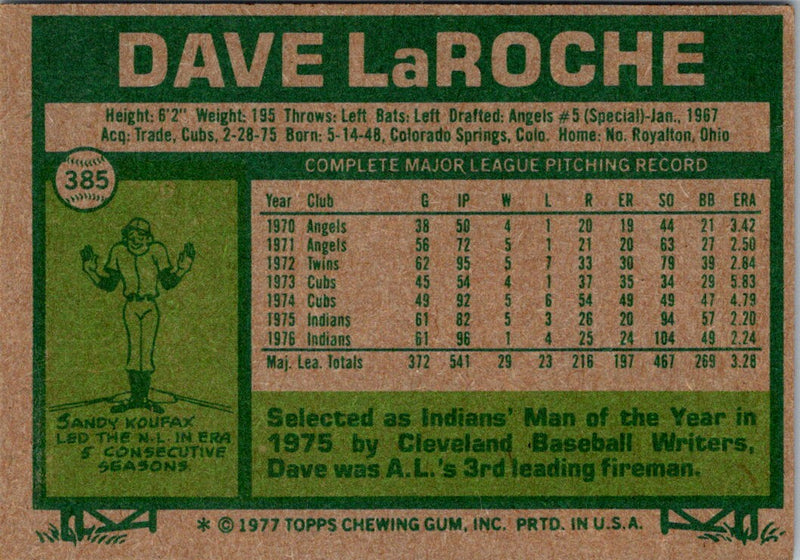 1977 Topps Dave LaRoche