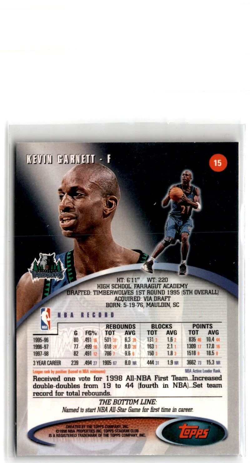 1998 Stadium Club Kevin Garnett