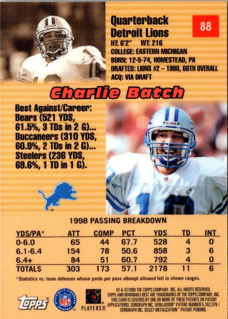 1999 Bowman's Best Charlie Batch